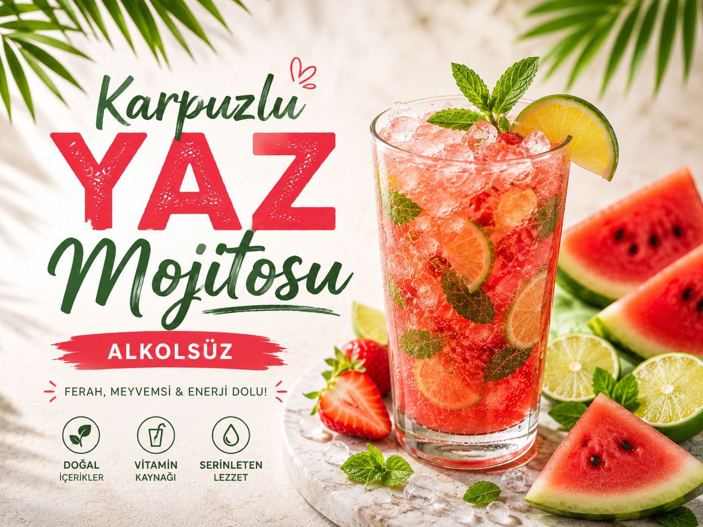 Karpuzlu Yaz Mojitosu (Alkolsüz)