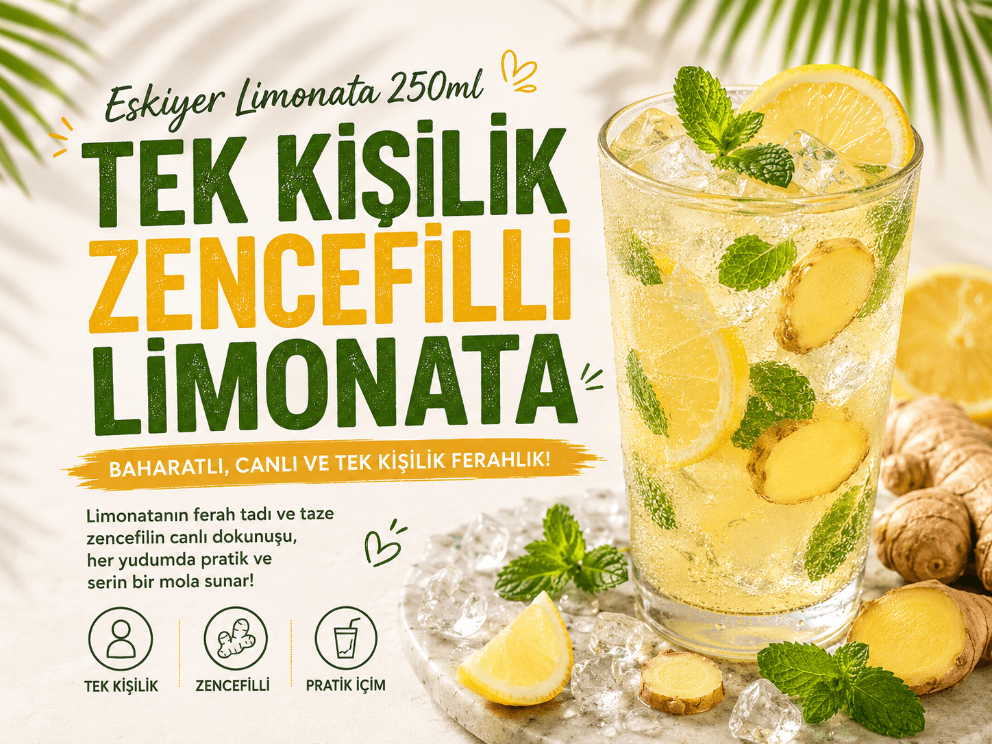 Tek Kişilik Zencefilli Limonata